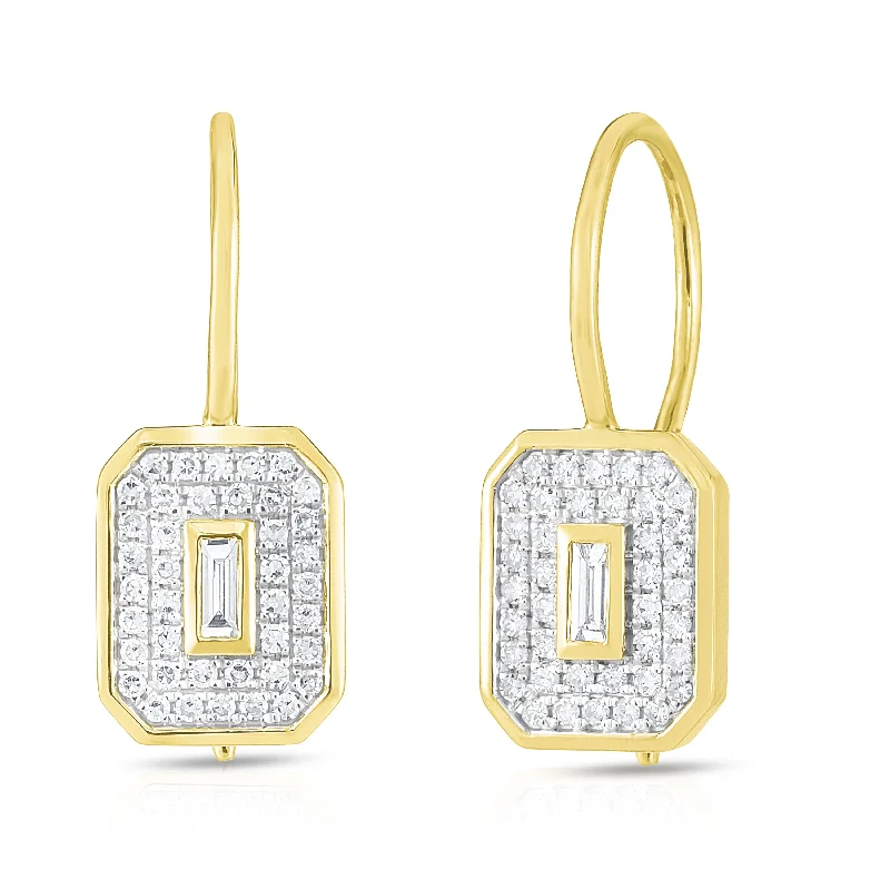 Onyx drop earrings-14 Karat Yellow Drop Diamonds Earrings