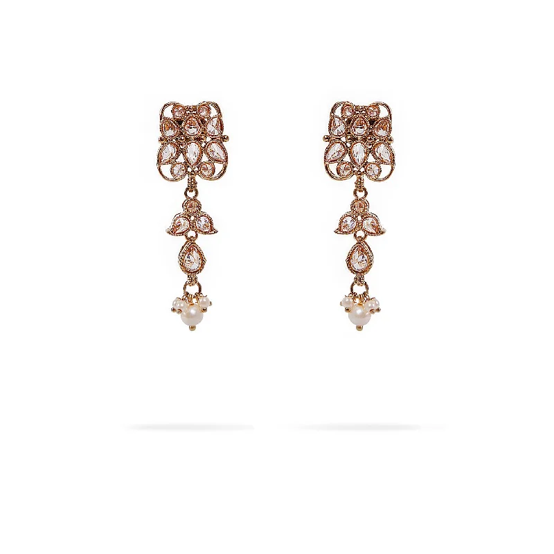 Light gem earrings-Siena Earrings in Pearl and Antique Gold