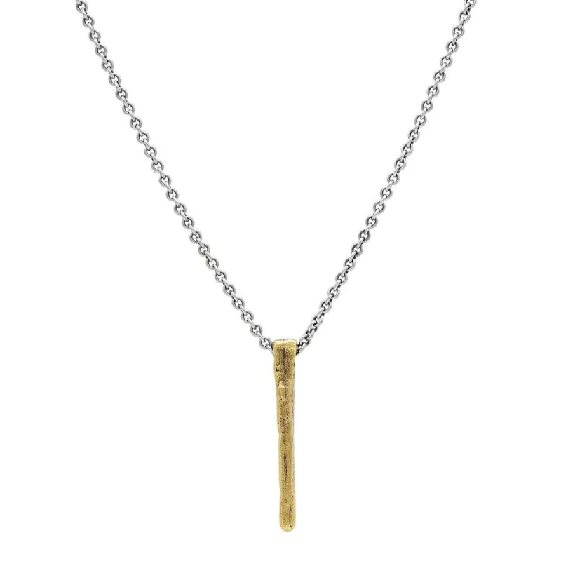 Simple cross necklaces-JOHN VARVATOS MEN'S STERLING SILVER AND BRASS NAIL PENDANT NECKLACE