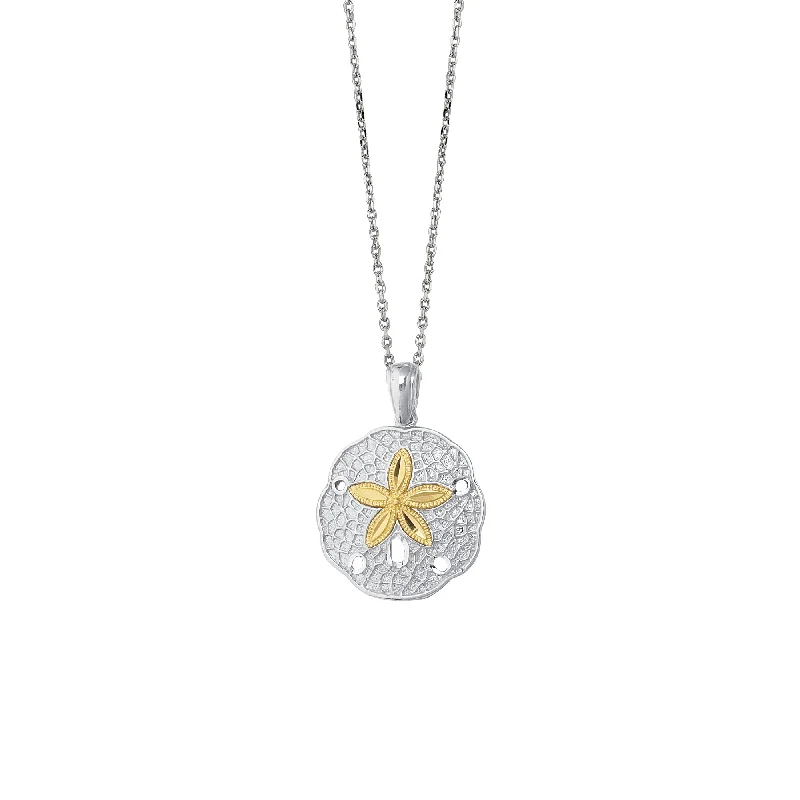 Shiny druzy necklaces-14K & Silver Sand Dollar Necklace