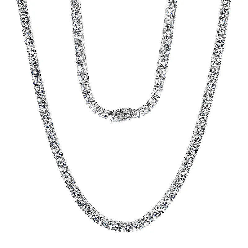 Slanted design necklaces-Round Brilliant necklace with 34.96 carats* of diamond simulants in sterling silver