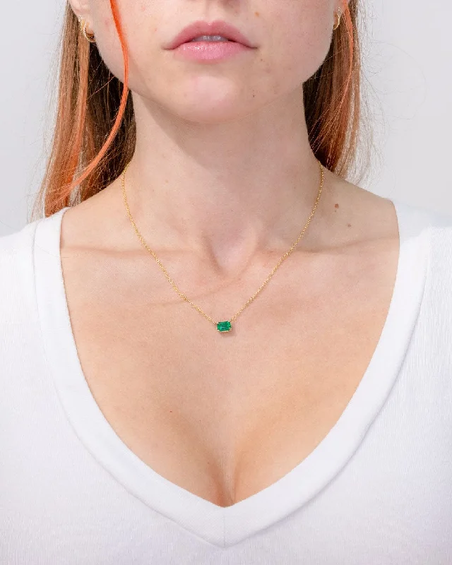 Sapphire gem necklaces-1.00ct Natural Emerald Necklace