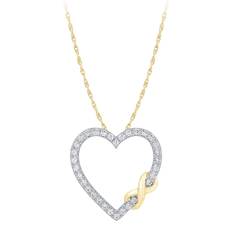 Fiber braid necklaces-14K Yellow Gold 0.16Ctw Diamond Heart Pendant