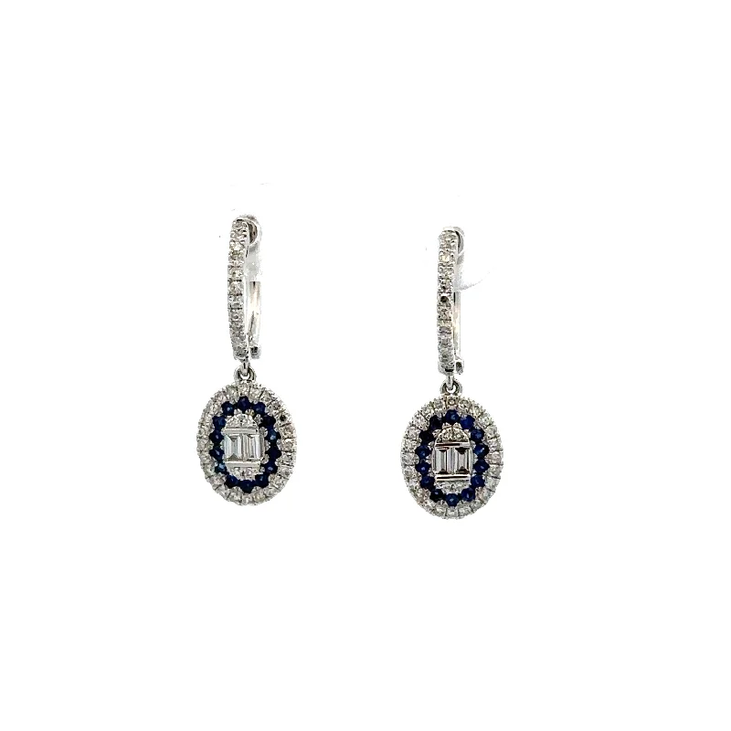 Full moon earrings-14 Karat White Sapphires Gemstone Earrings