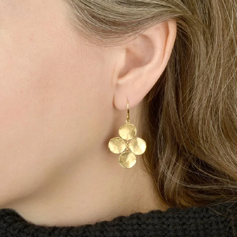 Light enamel earrings-Concave Disc Charm Hook Earrings