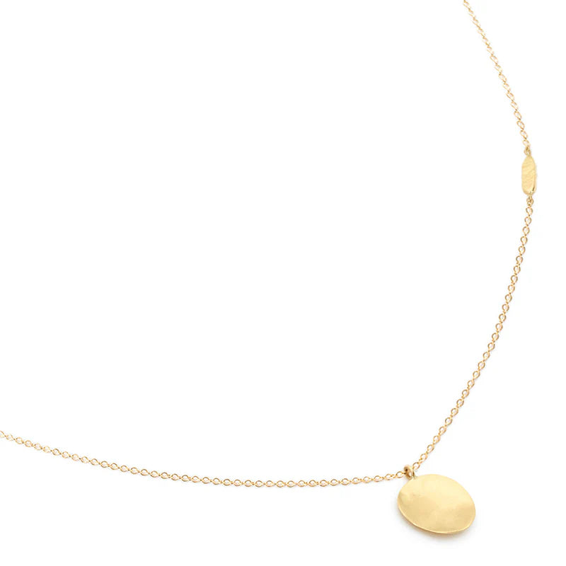 Bear charm necklaces-ANNE SPORTUN 18K YELLOW GOLD SATIN HAMMERED DISC PENDANT NECKLACE