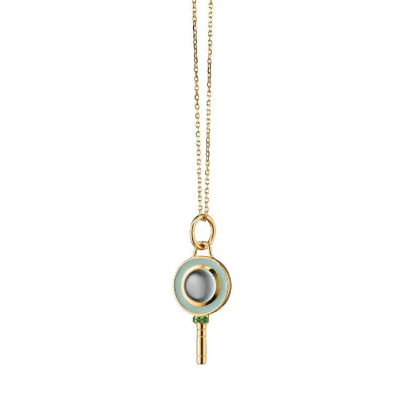 Floral design necklaces-Monica Rich Kosann 18k Yellow Gold Mini Pocketwatch Key Charm Necklace