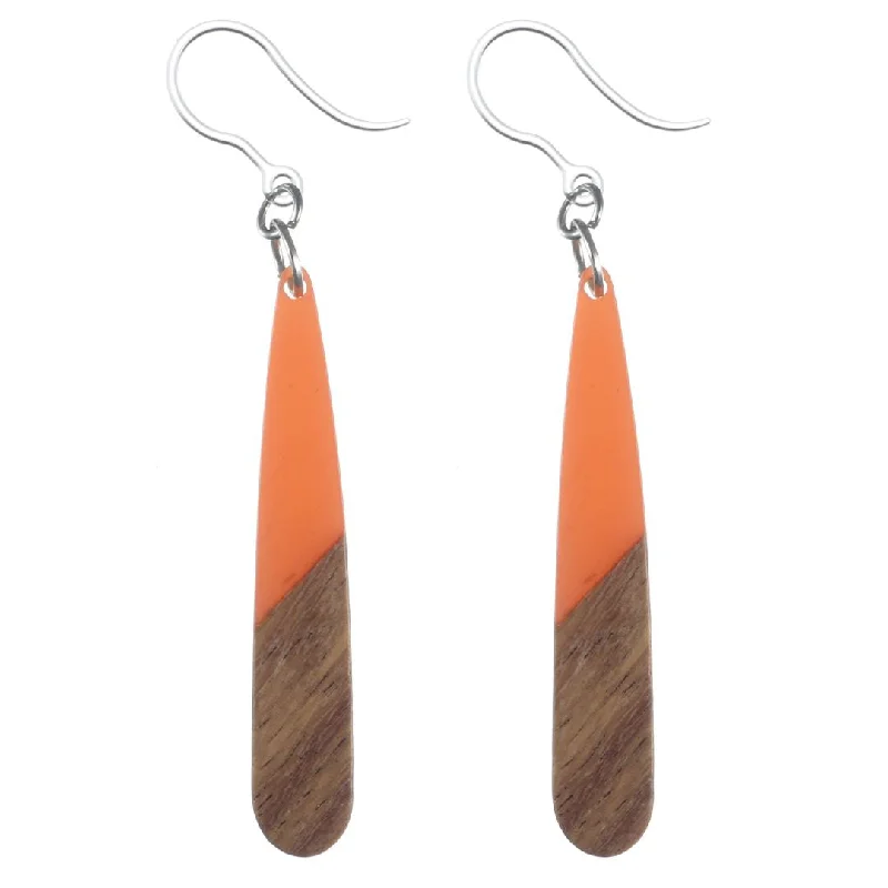 Rounded Wooden Celluloid Dangles Hypoallergenic Earrings for Sensitive Ears Made with Plastic Posts