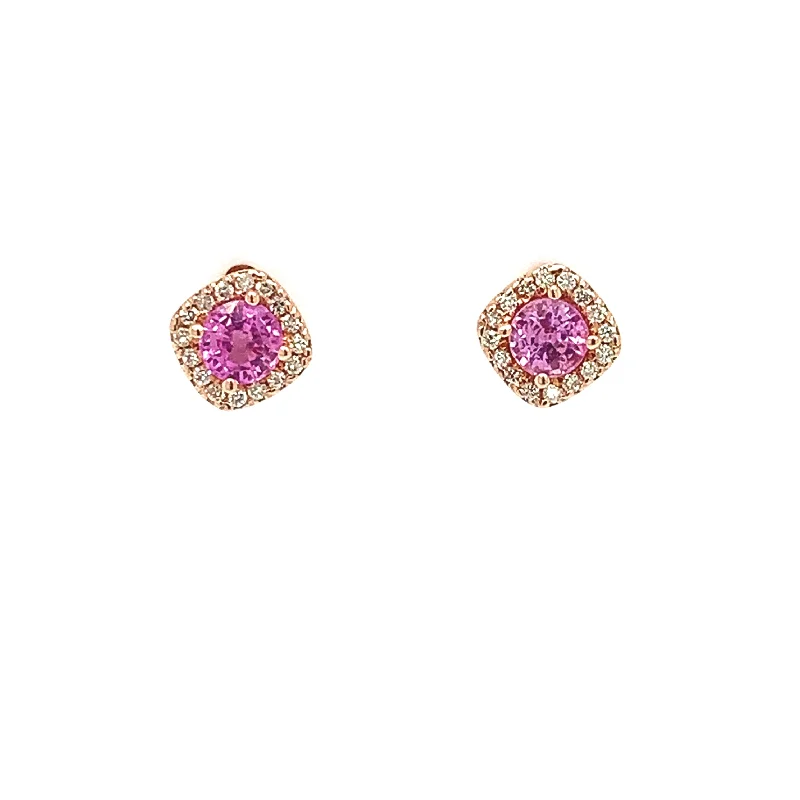 Silk fringe earrings-14 Karat Rosé Pink Sapphires Gemstone Earrings