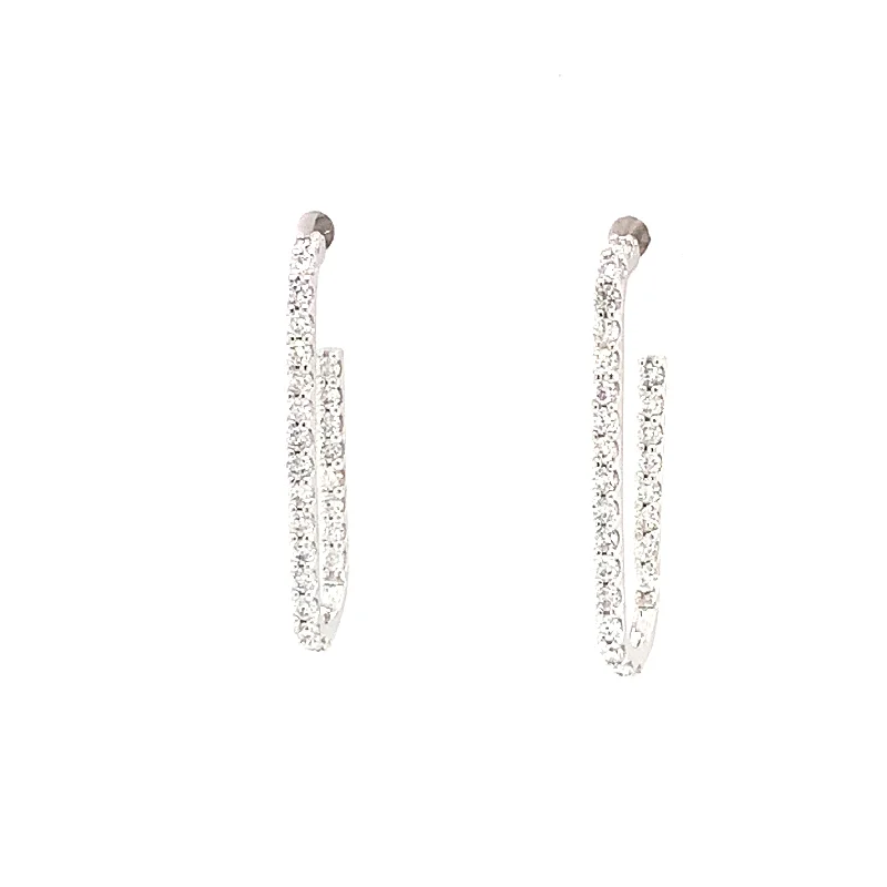 Solid hoop earrings-14 Karat White Drop Diamond Earrings