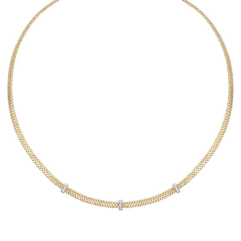 Long drop necklaces-14K Gold Basketweave Diamond Accent Necklace