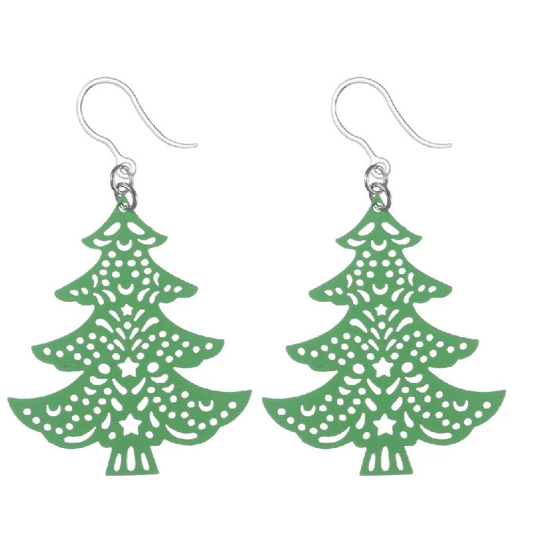 Large Christmas Tree Dangles Hypoallergenic Earrings for Sensitive Ears Made with Plastic Posts