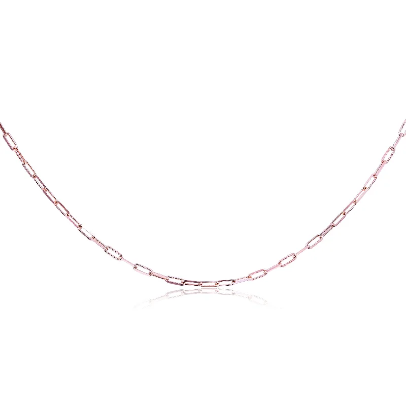 Sapphire gem necklaces-18K ROSE GOLD 18-INCH PAPERCLIP LINK NECKLACE