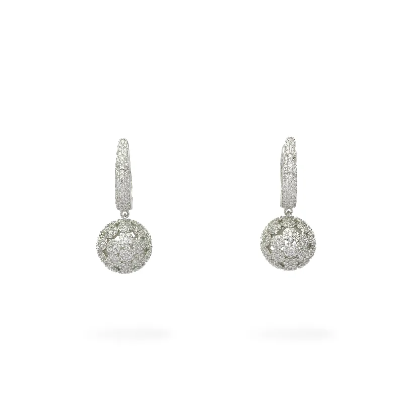 Silk tassel earrings-Mabel Cubic Zirconia Ball Drop Earrings in Rhodium