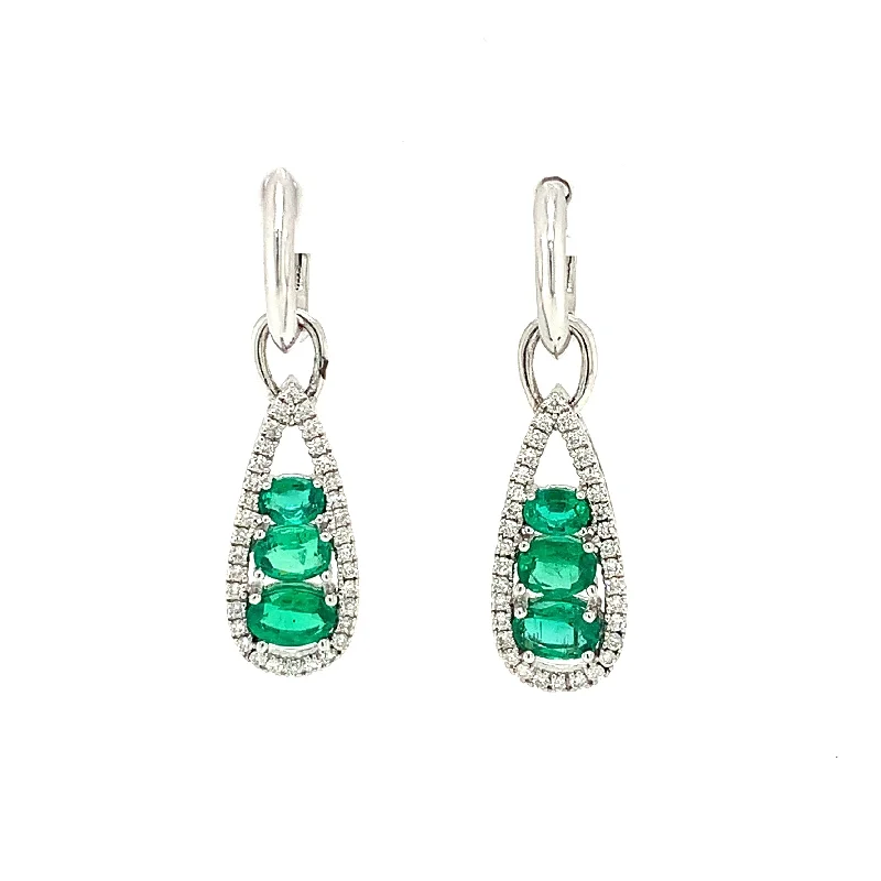 Stone weave earrings-14 Karat White Emeralds Gemstone Earrings