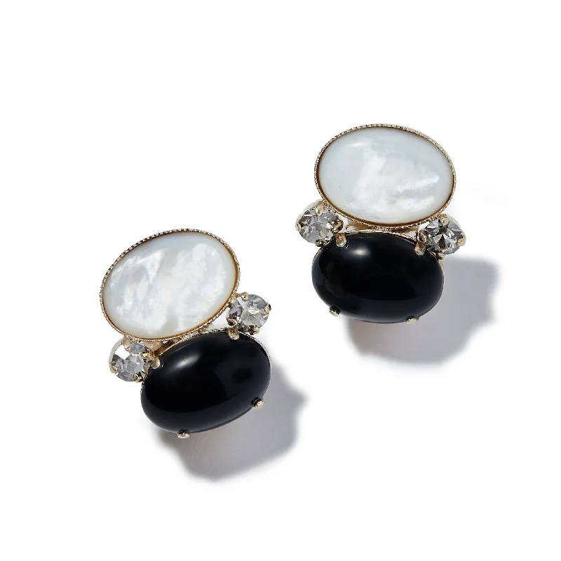 Rustic flair earrings-Gumdrop Earrings in Black and White