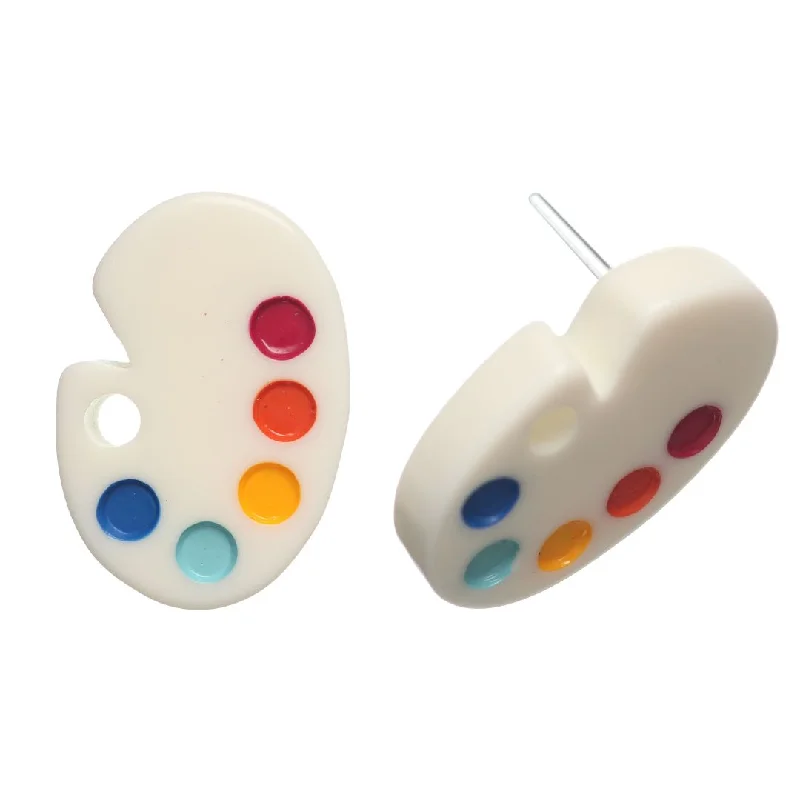 Exaggerated Paint Palette Studs Hypoallergenic Earrings for Sensitive Ears Made with Plastic Posts