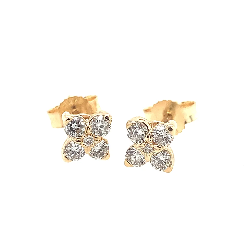 Astro charm earrings-14 Karat Yellow Stud Diamond Earrings