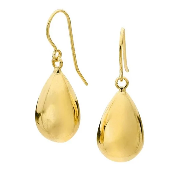 Clear gem earrings-14K Yellow Gold Tear Drop Dangle Earrings