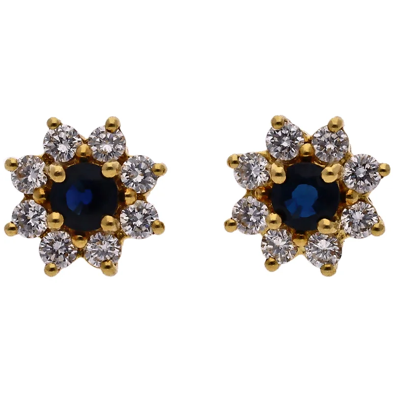 Warm clay earrings-18K Yellow Gold Sapphire & Diamond Earrings