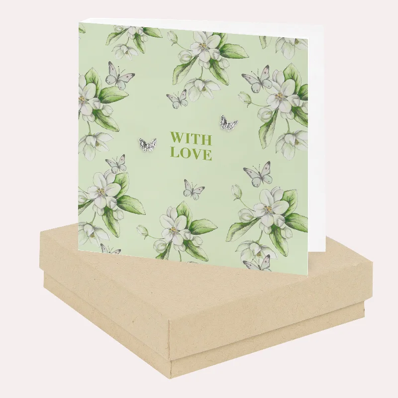 With Love Boxed Card with Sterling Silver Stud Earrings