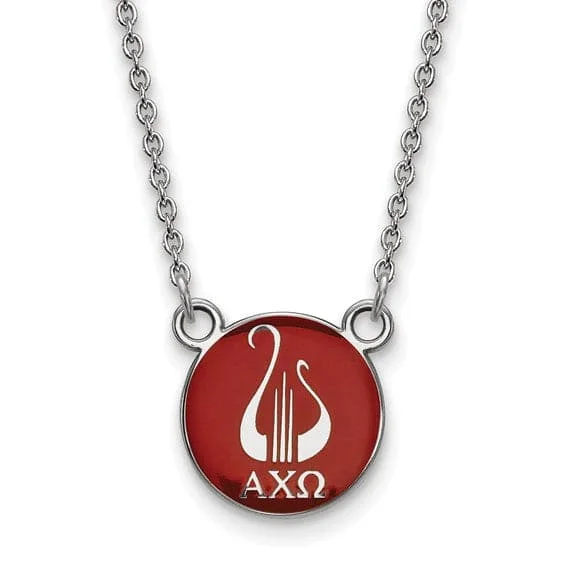 Hope charm necklaces-Sterling Silver Pitt Greek Alpha Chi Omega Symbol Disc Necklace