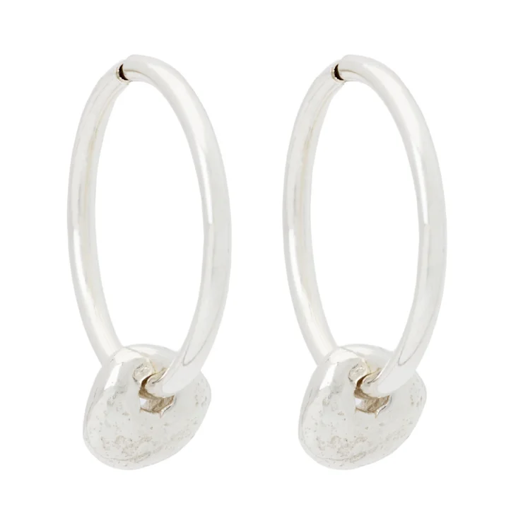 Tiny heart earrings-Chip Hoops