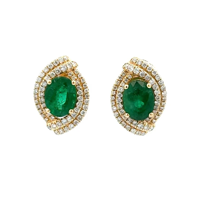 Fine stud earrings-14 Karat Yellow Emeralds Gemstone Earrings