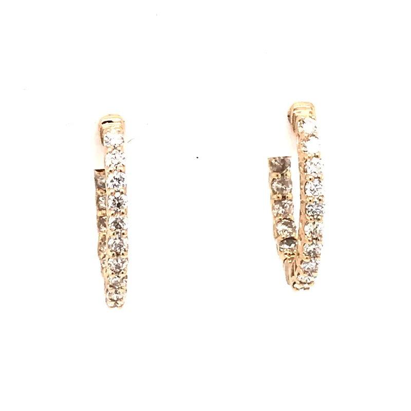 Fine drop earrings-14 Karat Yellow Small Hoop Diamonds Earrings