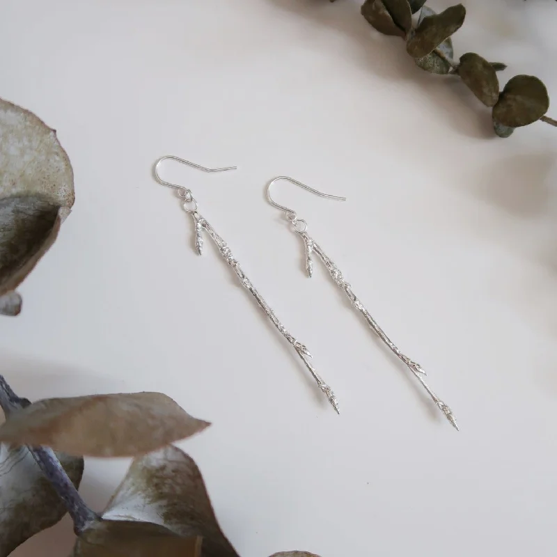 Wide statement earrings-Dangling Branch Earrings