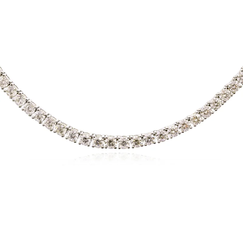 Edwardian necklaces-18K WHITE GOLD DIAMOND TENNIS NECKLACE - 24.83CTW