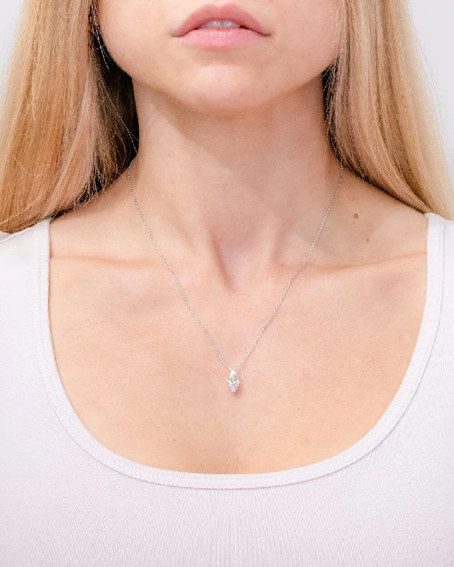 Thick bar necklaces-1.02ct E-VS1 Marquise Lab Diamond 14k White Gold Pendant