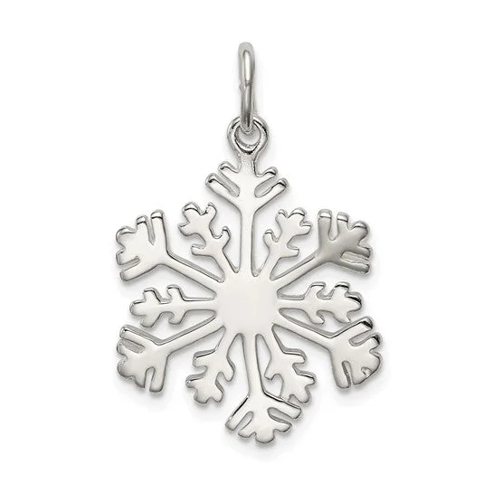 Solid bib necklaces-Sterling Silver Snowflake Pendant Necklace