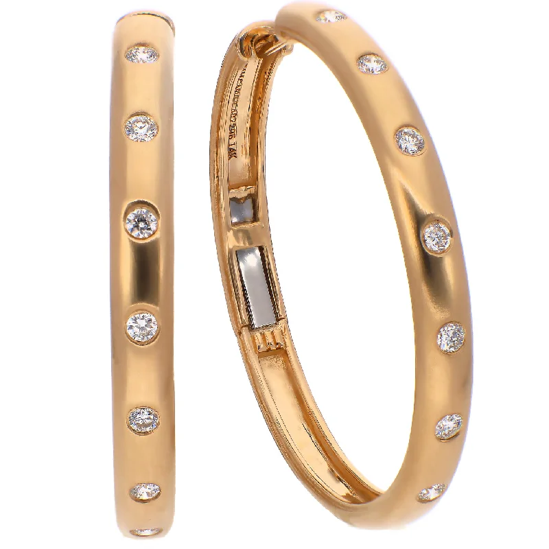 Flow shape earrings-Noam Carver Fine Jewelry 14K Yellow Gold Diamond Hoop Earrings