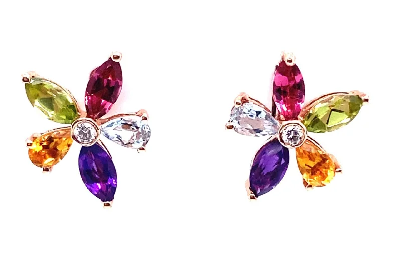 Broad hoop earrings-14 Karat Rosé Miscs Gemstone Earrings