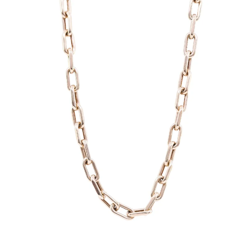 Engraved monogram necklaces-14K YELLOW GOLD 22-INCH ELONGATED LINK CHAIN NECKLACE