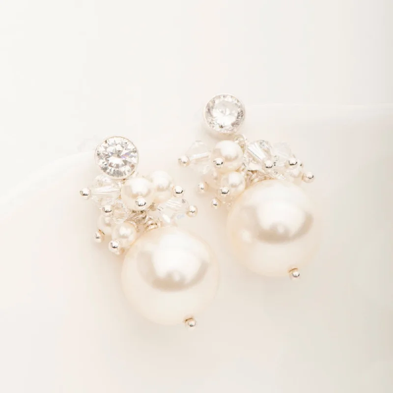 Tiered drop earrings-Jennifer Pearl Cluster Studs