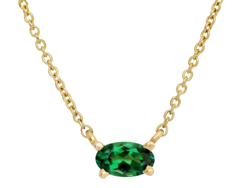 Hope charm necklaces-Oval Tsavorite Garnet Necklace