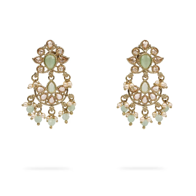 Graceful design earrings-Meena Small Drop Earrings in Mint