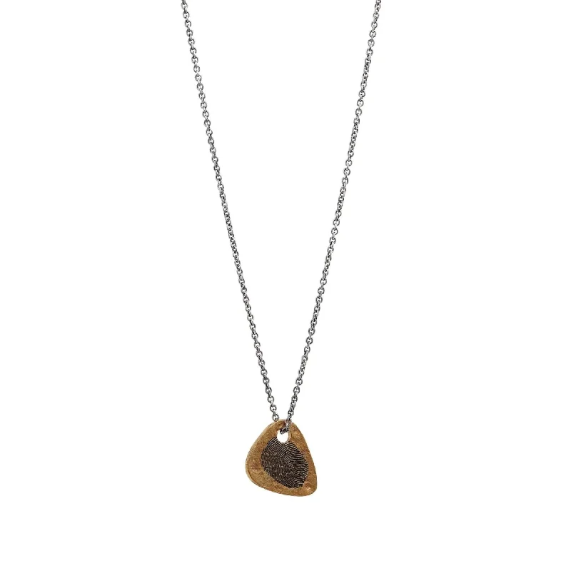 Luxe diamond necklaces-JOHN VARVATOS MEN'S STERLING SILVER BRASS GUITAR PICK PENDANT NECKLACE