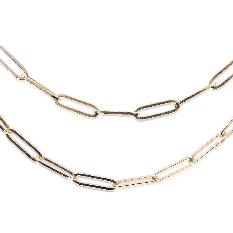 Rustic silver necklaces-HENNE 14K YELLOW GOLD 32 INCH PAPERCLIP NECKLACE