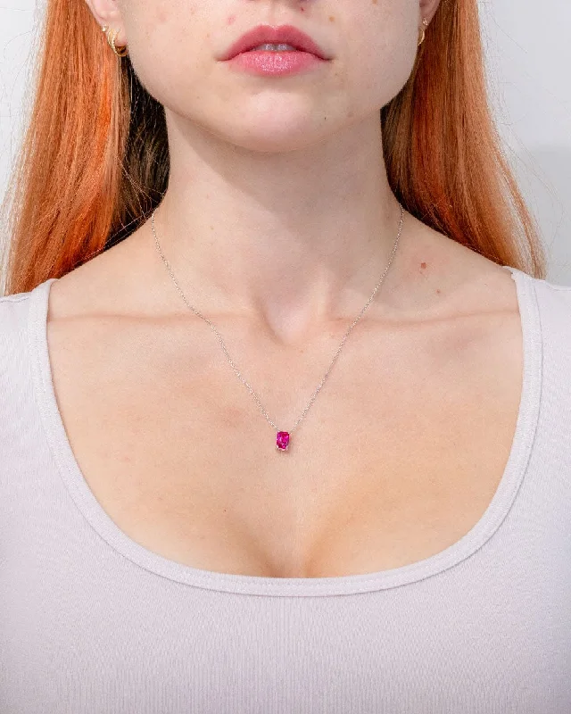 Wave pattern necklaces-1.18ct Lab Ruby Necklace