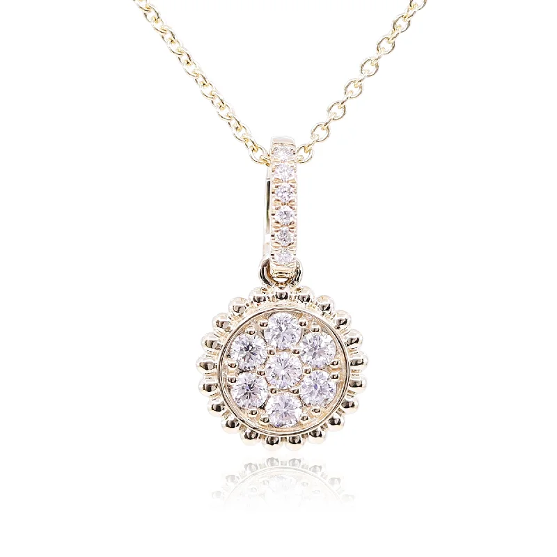 Galaxy charm necklaces-14K YELLOW GOLD DIAMOND BEADED CLUSTER PENDANT NECKLACE - 0.36CTW