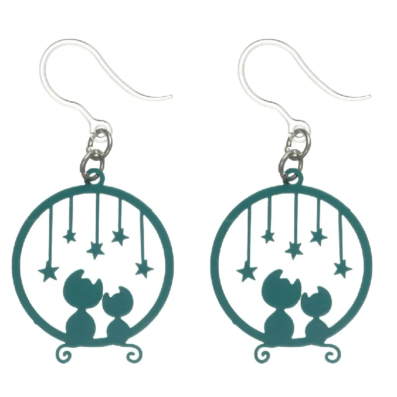 Star Cat Dangles Hypoallergenic Earrings for Sensitive Ears Made with Plastic Posts