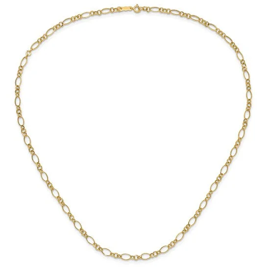 Fine filigree necklaces-14ky Gold Oval & Round Link Necklace