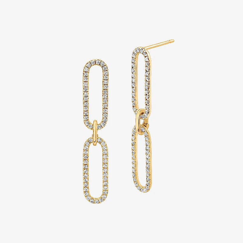 Java tile earrings-Pave Diamond Link Drop Earrings