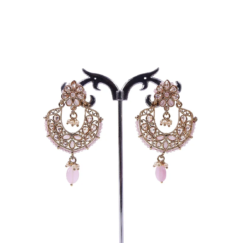 Multi-drop earrings-Rupali Chandbali Earrings in Pink