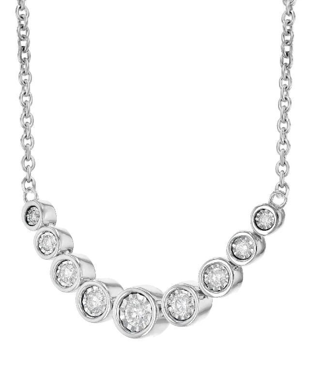 Silk fringe necklaces-Bezel Set Diamond Bar Necklace