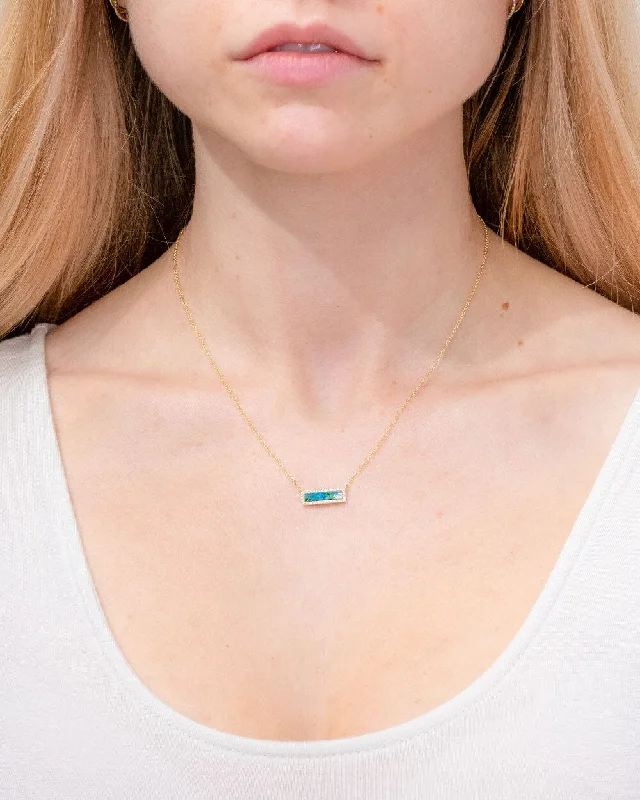 Subtle gemstone necklaces-Opal Bar Necklace