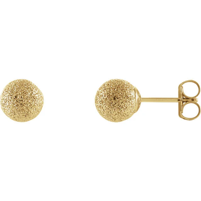 Fiber bead earrings-Ball Studs - 14k Yellow Gold Sparkle